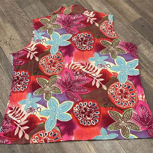 Parisian Signature Silk Blend Sleeveless Floral Hawaiian Top Size XL - Picture 3 of 4